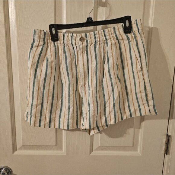 Madewell NWT Linen Viscose Blens Track Shorts in Stripe Size L - Picture 1 of 8